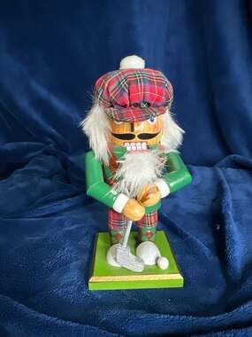 December Home 7 Inch Golfer Nutcracker Wooden Christmas Decor